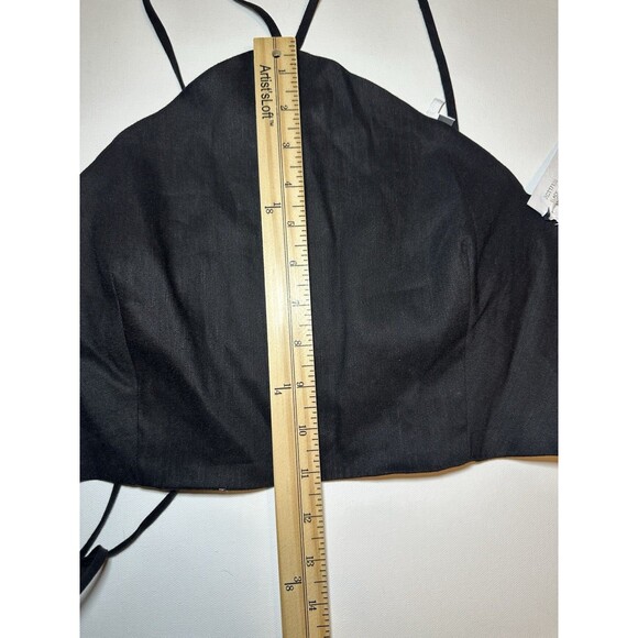 ASTR The Label Black Linen Blend Crop Halter Strappy Ties Women's LARGE NWT - Picture 11 of 11